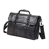 Sewroro PU Leder Aktentasche Laptop Tasche für Herren Business Umhängetasche mit Stoßfestem...