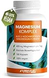 Magnesium Komplex 180 Kapseln, 400 mg elementares Magnesium pro Tag, 5 hochwertige Magnesium-Formen:...