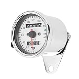 Motorrad Tachometer, 12V Universal Motorrad Kilometerzähler Tacho mit Kontrollleuchten Wasserdicht...