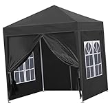 Pop-Up-Pavillon, wasserdicht, faltbar, 2 x 2 m, mit 4 abnehmbaren Seitenteilen und Anti-UV-Schutz,...