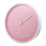 SOLUSTRE Wanduhr Kinderzimmer Uhr Rosa Geräuschloses Uhrwerk Einfache Hängende Uhr Dekorative...