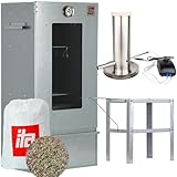 ITA Räucherofen 7000 - Smoker Set mit Rauchgenerator, Tisch - Räucherschrank mit Fenster &...
