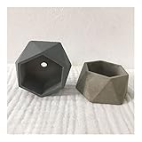 Pflanztöpfe Zement Polygon Mini Sukkulenten Blumentopf Grau 2-teiliges Set mit Ablaufloch zum...