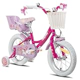 JOYSTAR Einhorn 16 Zoll Kinderfahrrad für 5-7 Jahre Mädchen, Kinderfahrrad mit Puppenfahrradsitz &...