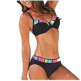 Bikini Damen Set Ohne Bügel - Schwarz Oberteil, Sexy Push Up, Curvy, Micro, One Piece Swimsuit für...