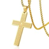 deegbbyi Kreuz Kette Mädchen, Schmuck Edelstahl Herren Halskette, Geschenke zur Taufe, Gold,...