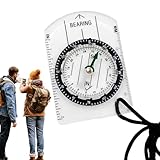 Kompass – Acryl-Kompass, Wanderkompass | Wander-Orientierungslauf-Kompasskarte | Wasserdichter...
