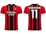 Fußballtrikot Milan Saison 2021 2022. Ibrahimovic Trikot Nummer 11. Erst-Shirt. Lizenzprodukt....