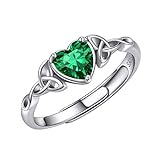ChicSilver Damen Keltischer Knot Silber Smaragd Ring mit Zirkonia Bling Herz Ring mit Geschenkebox...