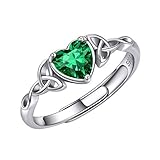 ChicSilver Ewigkeit Zirkonia Ring Damen Silber 925 Keltischer Knot Ring Verstellbar Herz Smaragd...