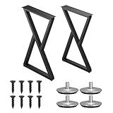 SANKEYTEW Tischbeine Metall Schwarz, Satz von 2, 70cm, schwarz pulverbeschichtet, Tischgestell...