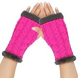YIZITU Damen-Halbfinger-Handschuhe, gestrickt, weich, warm, Wolle, gestrickt, fingerlose Handschuhe,...