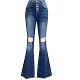 Schlaghose Damen Jeans High Waist Stretch Bootcut Damenjeans Hohe Elastizität Jeanshose Flared...