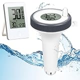 Aaiwtd Pool thermometer funk,IP67 Wasserdicht poolthermometer schwimmend mit Indoor Temperatur...