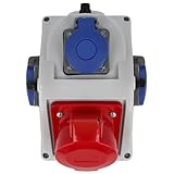 EBROM CEE-Verteilerdose – 1x CEE 32A 5P 400V + 3x Schuko 16A 230V – IP44 spritzwassergeschützt...