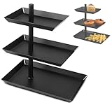 QGGTQG Schwarz Obst Etagere mit 3 Etagen 3-Stöckige Etagere aus Metall 360° Drehbares Obstschale...