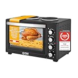 TZS First Austria Mini-Backofen mit Kochplatten | 45 Liter Fassungsvermögen, 3200W, Umluft, max...