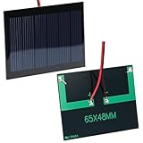 QWORK® 6 Stück Mikro-Mini-Solar-Panel-Zellen 3V 0.3W 80mA, 65x48mm 65x48mm with 15cm Kabel...