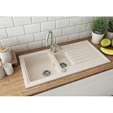 Faizee Home | Spülbecken Beige 100x50 cm aus Granit – Modell Napoli mit 2 Becken & Abtropffläche...