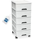 Schubladenschrank mit Rollen Rollcontainer mit 5 Schubladen Rollschrank aus Kunststoff Rollwagen...