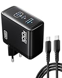 INIU USB C Ladegerät, 100W 3-Port Laptop Schnellladegerät mit USB C Kabel, GaN Mehrfach Netzteil...