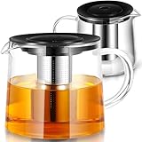 Retoo Glaskanne mit sieb, Teekanne mit Teesieb Feinmaschiger Filter Kapazität 1,5L Hitzebeständig...