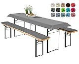 heimtexland ® Bierzeltgarnitur Auflagen Set 3-teilig Tischdecke Bierbankauflage Polster Kissen...