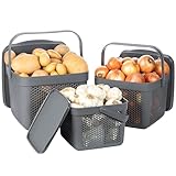 uandu Kartoffel Aufbewahrungsbox Küche 3er Set, Knoblauch Aufbewahrung, Kartoffelbox,...