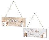 levandeo 2er Set Wandschild Familie Zuhause L30cm MDF Holz Natur Türschild Wandbild Wanddeko Deko...