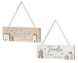 levandeo 2er Set Wandschild Familie Zuhause L30cm MDF Holz Natur Türschild Wandbild Wanddeko Deko...