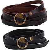 GORGECRAFT 2 Stück Wickelarmband Aus Schwarzem Rindsleder Für Damen Stapelbar 5 Wickelkreise...
