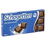 Schogetten Edel-Alpenvollmilch 100g Schokoladentafel, praktisch einzeln portioniert. Ein Genuss....