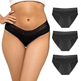 ZENAPHYR 3er Set Perioden Unterhosen Damen Schwarz Bio Baumwolle - Waschbare Saugfähige...