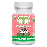 Neem Kapseln - hochdosiert 400 mg 4:1 Extrakt (entspricht 1.600 mg Neem-Pulver) - bioaktiv & vegan -...