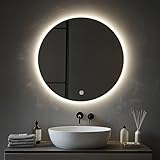 MYGIIVOVO Rund Badezimmer Wandspiegel, Badspiegel Mit Beleuchtung, 50cm Spiegel mit LED Licht, Touch...