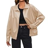 Motorradjacke Damen Kunstlederjacke Kurz Damen | Lederjacke Jacke Motorradjacke Blouson mit...