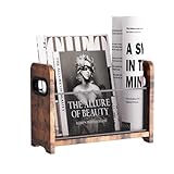 Zeitschriftenhalter und -ständer aus Holz, Retro-Stil, brauner Netz-Aufbewahrungskorb für Bücher,...