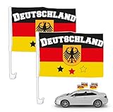 2x Autofahnen Adler Autoflagge Deutschland Auto Autofahne Fahne Flagge Deutschland Fanartikel für...