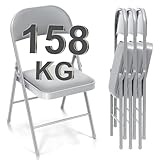 BULAGE Klappstühle 4er Set Gartenstühle Klappbar, Klappstuhl bis 150 kg Stapelstuhl Foldable...