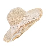 Hohopeti Miniatur Strohhut für Puppen Beige mit Spitzenband Natürlicher Sombrero als...