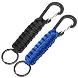 ELCJDZYO 2 Stück Paracord Schlüsselanhänger mit Karabiner, Karabinerhaken D Ring Schlüsselband...