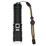 PODSJD Outdoor Taschenlampe Zoombar, USB Wiederaufladbar, 1800, Aluminiumlegierung 16cm -...