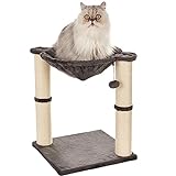 Amazon Basics – Katzen-Kratzbaum mit Haus, Hängematte, Bett und Kratzstamm, 41 x 51 x 41 cm, grau