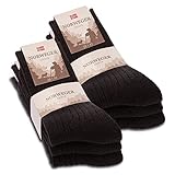 6 Paar Norweger Socken Herren Damen Wintersocken warme Wollsocken 20100 (39-42 Schwarz)