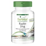 Fairvital | Kupfer Tabletten 2mg - HOCHDOSIERT - Nahrungsergänzungsmittel aus Kupferbisglycinat -...