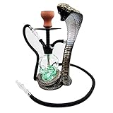 ERNZI Shisha-Set LED-Shisha-Komplettset Einzelschlauch-Tonschale Kobra-Form-Kit Totenkopf-Glas Big...