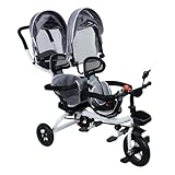 Doppelkinderwagen mit Tandemsitz und Sonnenverdeck – Leichter Zwillingskinderwagen für 2–8...
