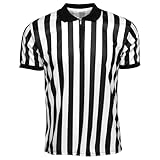 Offizielles Schiedsrichtertrikot für Herren, schwarz-weiß gestreift, umgeschlagener Kragen,...
