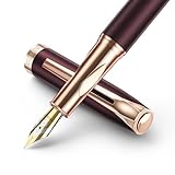 BOCIYER Dunkelrot Krieger Füllfederhalter Set,Handpolierte mittel Spitze aus Titan,Kalligraphie...