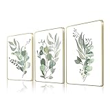 Gouwgenr Bilder Set mit PVC Rahmen 3er Poster Set Leinwandbild Wasserdicht Moderne Bilder Grüne...